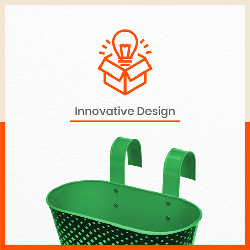 DIA Hanging Metal Pot Holders / Planters for Home / Balcony / Garden | Green - Set of 5